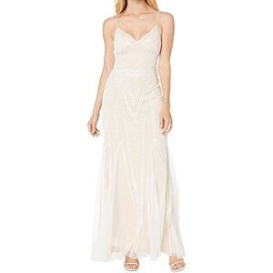 Marina Beaded Gown, size 12, Ivory/Nude